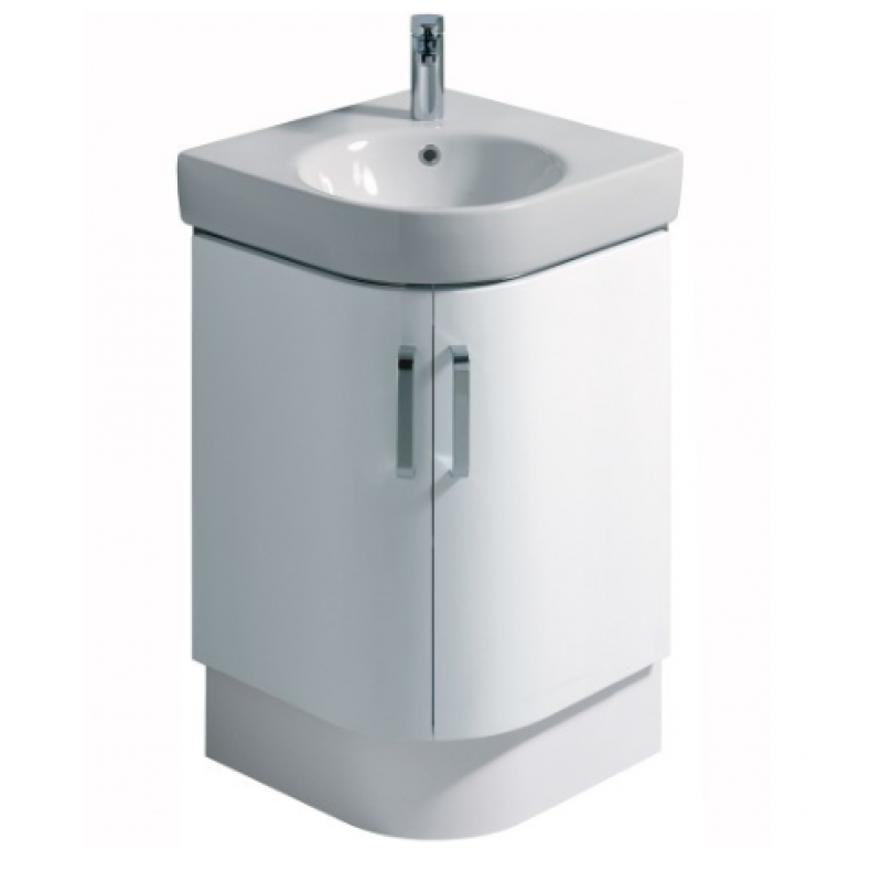 E200 500 White Corner Vanity Unit Floor Standing